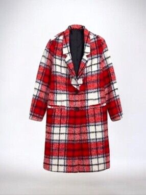 Red Plaid Women's Coat - Classic Long Jacket